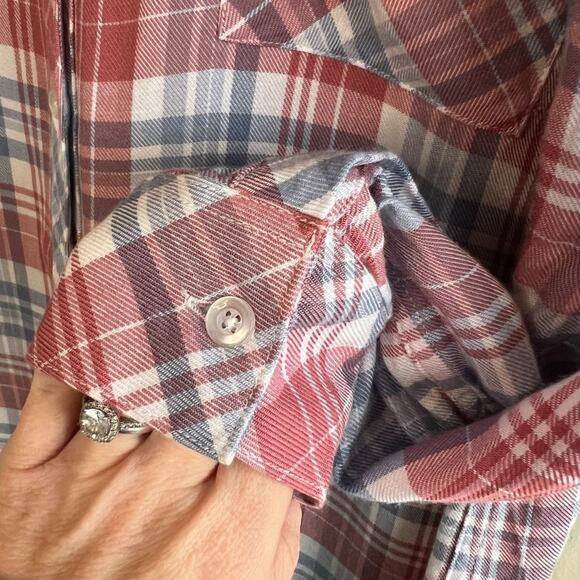 Max & Mia 100% rayon long sleeve plaid flannel Rose Size XL - Picture 5 of 6